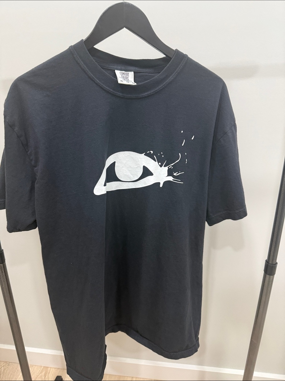 Vision quest Black Graphic Tee with White Splash Eye Print